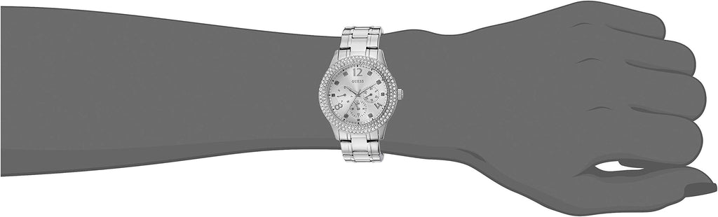 Guess Bedazzle Diamonds Silver Dial Silver Steel Strap Watch For Women - W1097L1 Buy Now By Guess