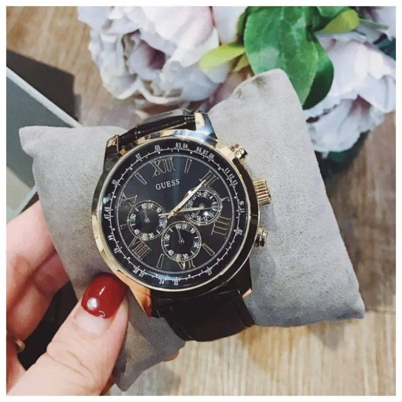 Guess Persuit Multifunction Black Dial Black Leather Strap Watch for Men - W0500G2 Buy Now By Guess