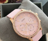 Guess Solar Rose Gold Dial Pink Rubber Strap Watch For Women - W1135L2 Buy Now By Guess