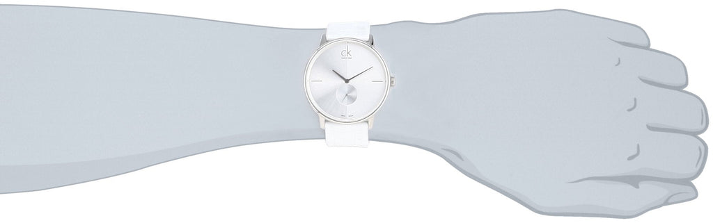 Calvin Klein Accent Silver Dial White Leather Strap Watch for Women - K2Y211K6 Buy Now By Calvin Klein