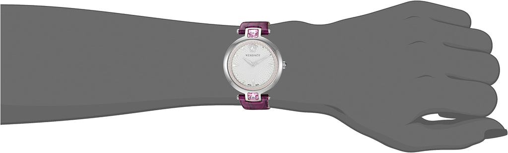 Versace Olympo Crystal Gleam White Dial Purple Leather Strap Watch for Women - VAN010016 Buy Now By Versace