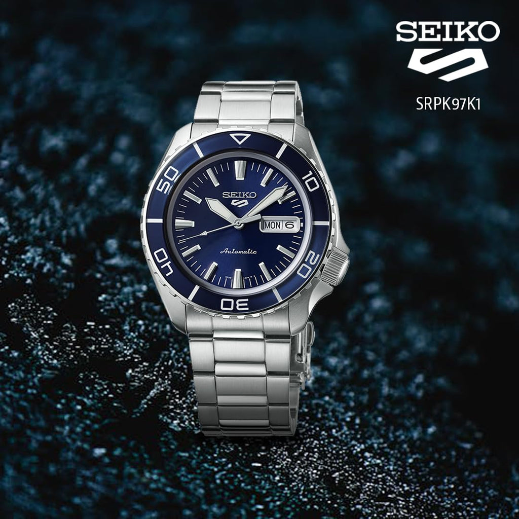 Seiko 5 Sports Automatic Blue Dial Silver Steel Strap Watch for Men - SRPK97K1 Buy Now By Seiko