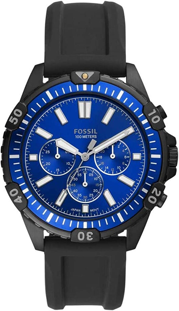 Fossil Garrett Chronograph Blue Dial Black Rubber Strap Watch for Men - FS5695 Buy Now By Fossil