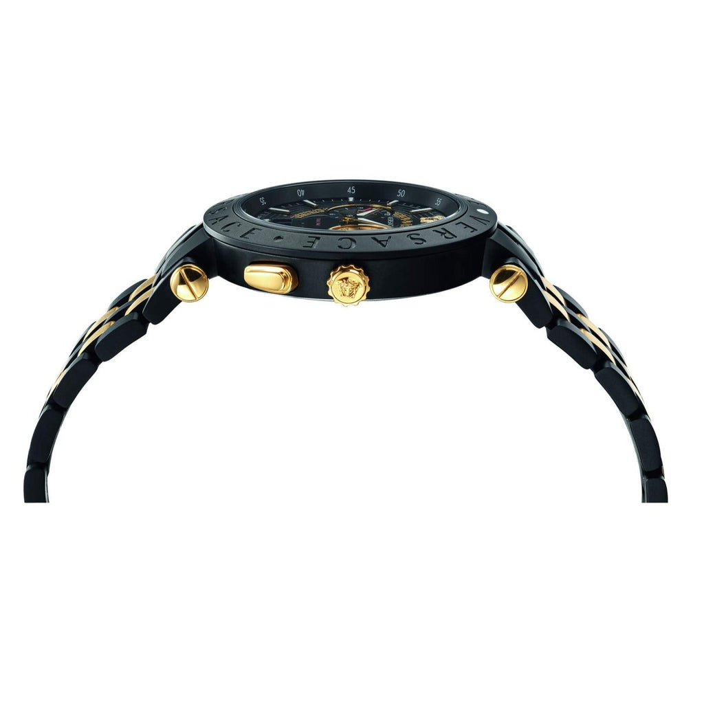 Versace V-Race Analog Quartz Black Dial Two Tone Steel Strap Watch For Men - VEBV00619 Buy Now By Versace