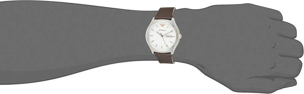 Emporio Armani Dress Quartz White Dial Brown Leather Strap Watch For Men - AR1999 Buy Now By Emporio Armani