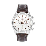 Tag Heuer Carrera Chronograph White Dial Brown Leather Strap Watch for Men - CBN2013.FC6483 Buy Now By Tag Heuer