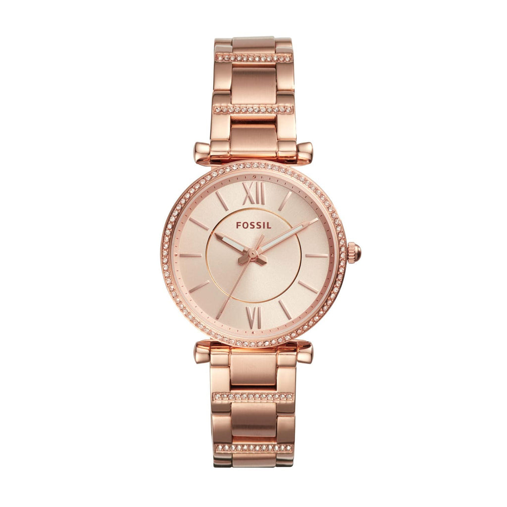 Fossil Carlie Rose Gold Dial Rose Gold Steel Strap Watch for Women - ES4301 Buy Now By Fossil
