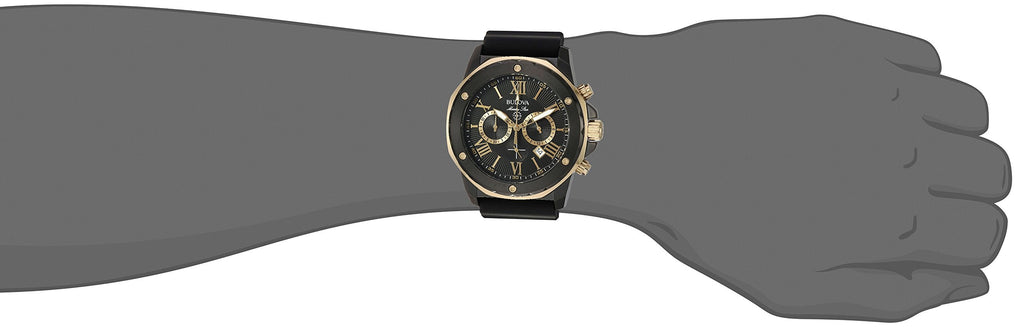 Bulova Marine Star Chronograph Black Dial Black Rubber Strap Watch for Men - 98B278 Buy Now By Bulova