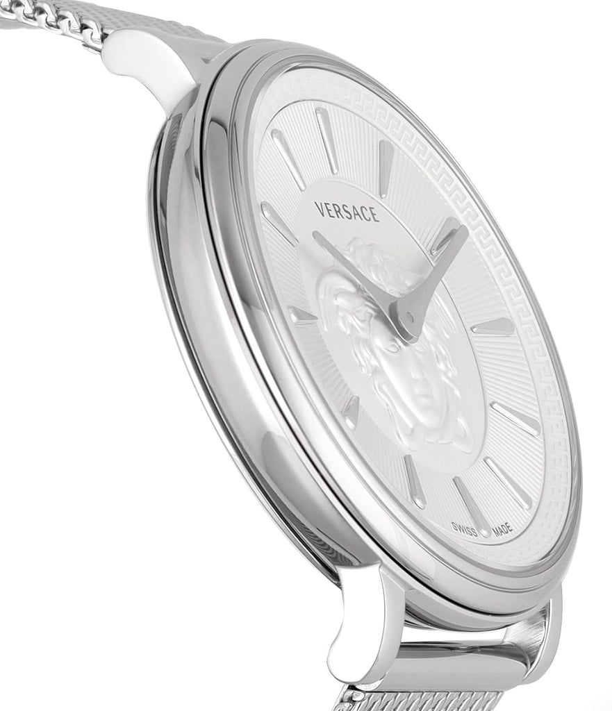 Versace V-Circle Silver Dial Silver Mesh Bracelet Watch for Men - VBQ060017 Buy Now By Versace