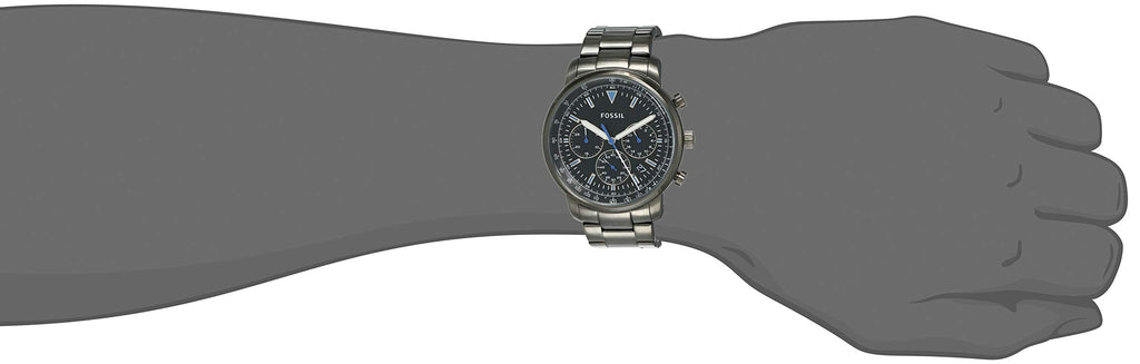 Fossil Goodwin Chrono Analog Black Dial Grey Steel Strap Watch for Men - FS5518 Buy Now By Fossil