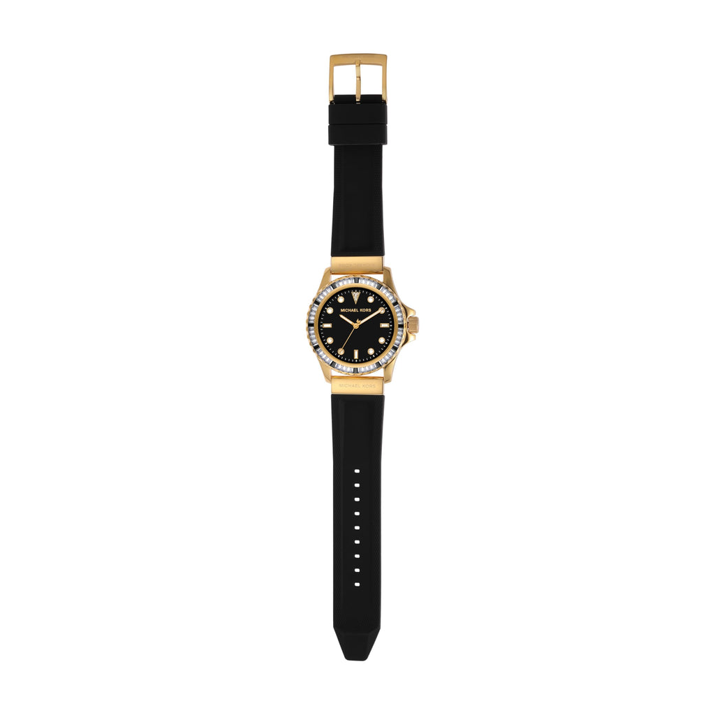 Michael Kors Everest Three-Hand Crystals Black Dial Black Rubber Strap Watch for Women - MK7440 Buy Now By Michael Kors