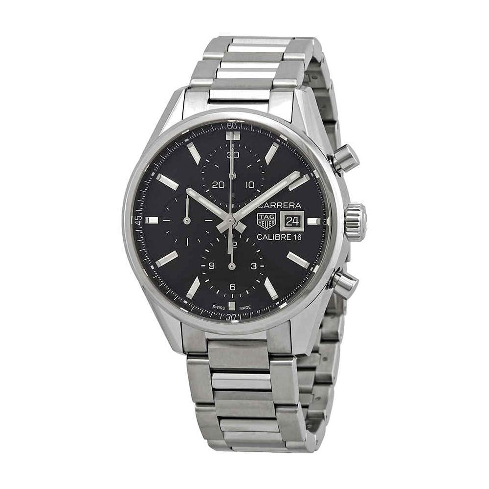 Tag Heuer Carrera Automatic Chronograph Black Dial Silver Steel Strap Watch for Men - CBK2110.BA0715 Buy Now By Tag Heuer