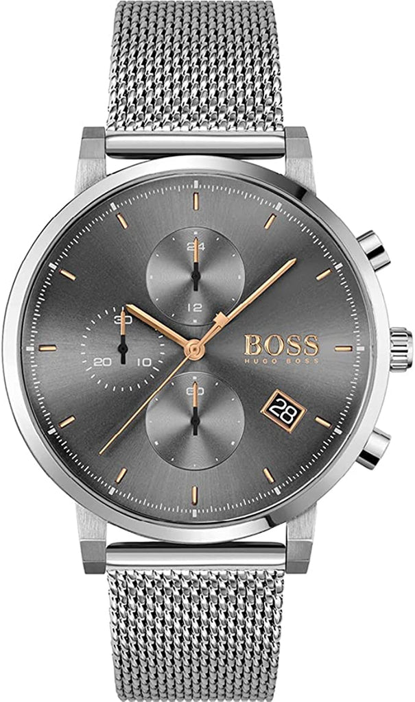 Hugo Boss Integrity Grey Dial Silver Mesh Bracelet Watch for Men - 1513807 Buy Now By Hugo Boss