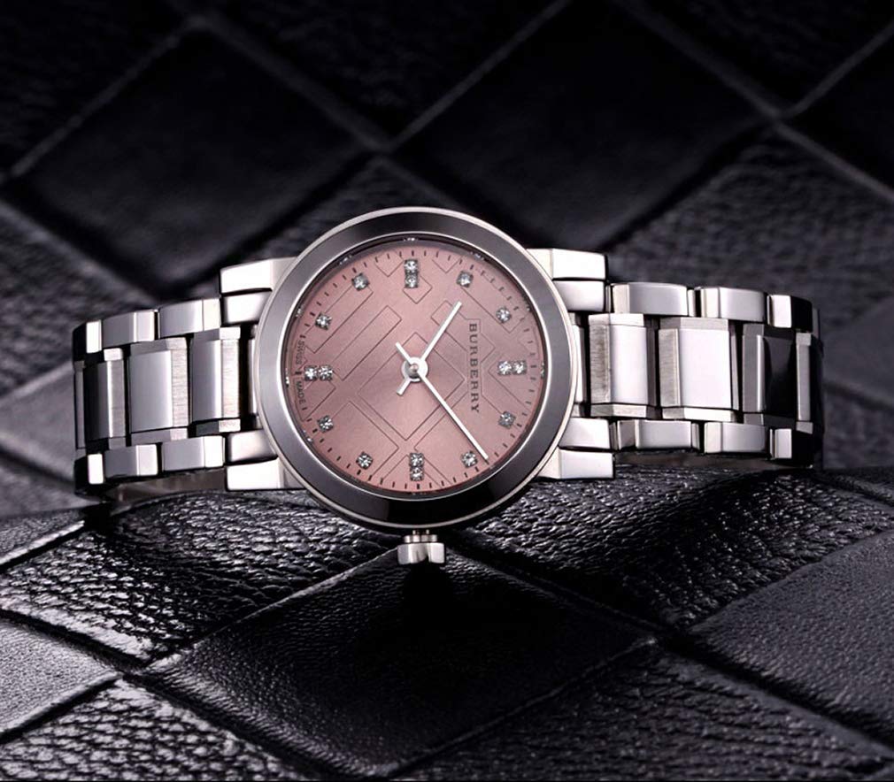 Burberry The City Diamonds Pink Dial Silver Steel Strap Watch for Women - BU9223 Buy Now By Burberry