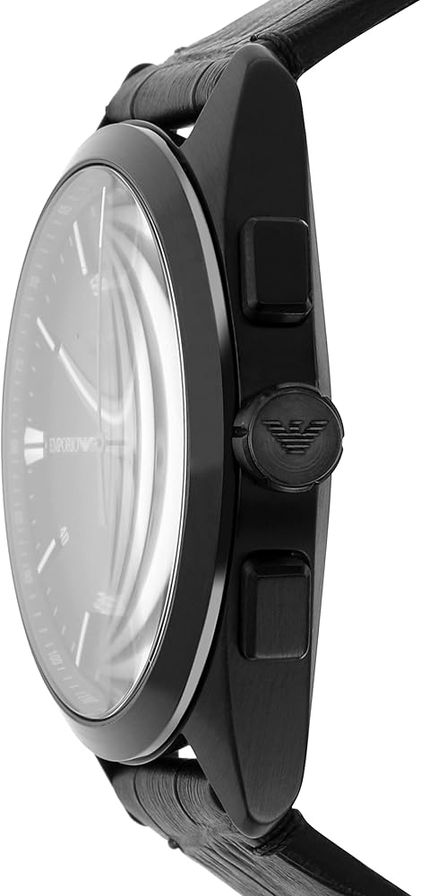 Emporio Armani Claudio Chronograph Black Dial Black Leather Strap Watch For Men - AR11483 Buy Now By Emporio Armani