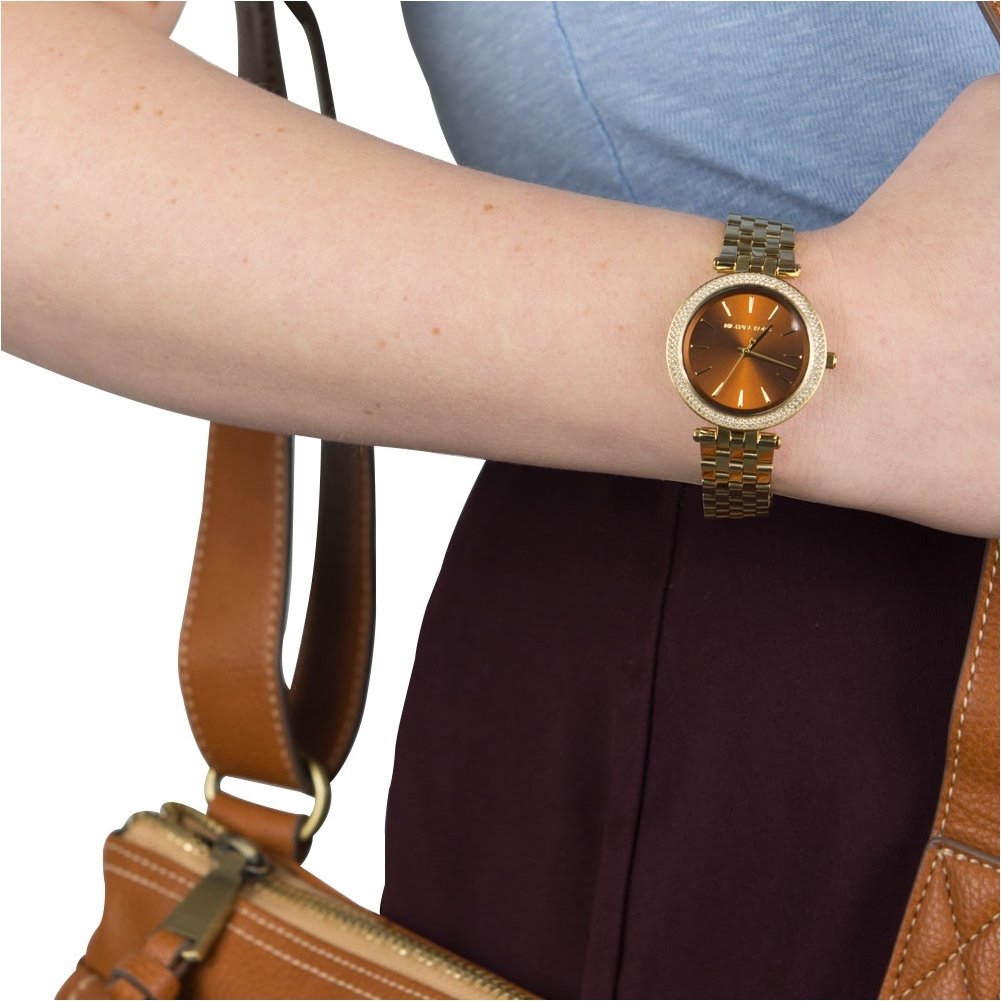 Michael Kors Darci Amber Dial Gold Steel Strap Watch for Women - MK3408 Buy Now By Michael Kors