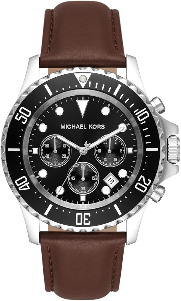 Michael Kors Everest Chronograph Black Dial Brown Leather Strap Watch For Men - MK9054 Buy Now By Michael Kors