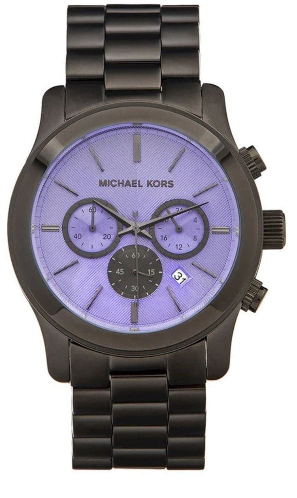 Michael Kors Runway Chronograph Purple Dial Black Steel Strap Watch For Women - MK5954 Buy Now By Michael Kors