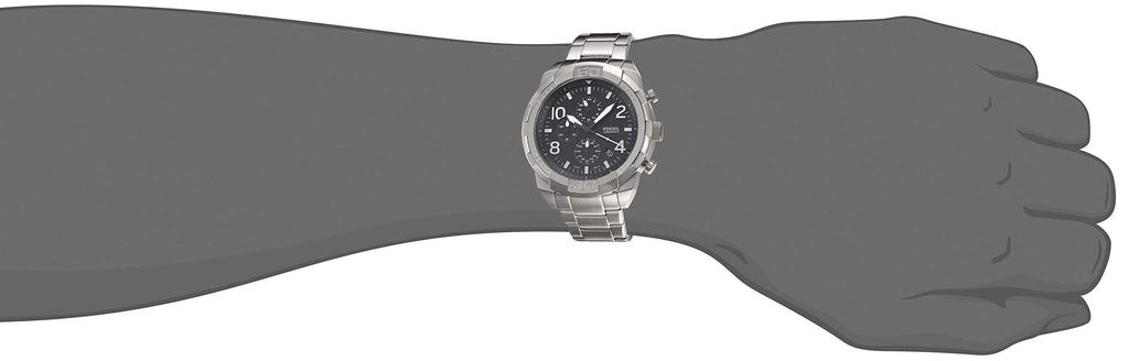 Fossil Bronson Chronograph Black Dial Silver Steel Strap Watch for Men - FS5710 Buy Now By Fossil