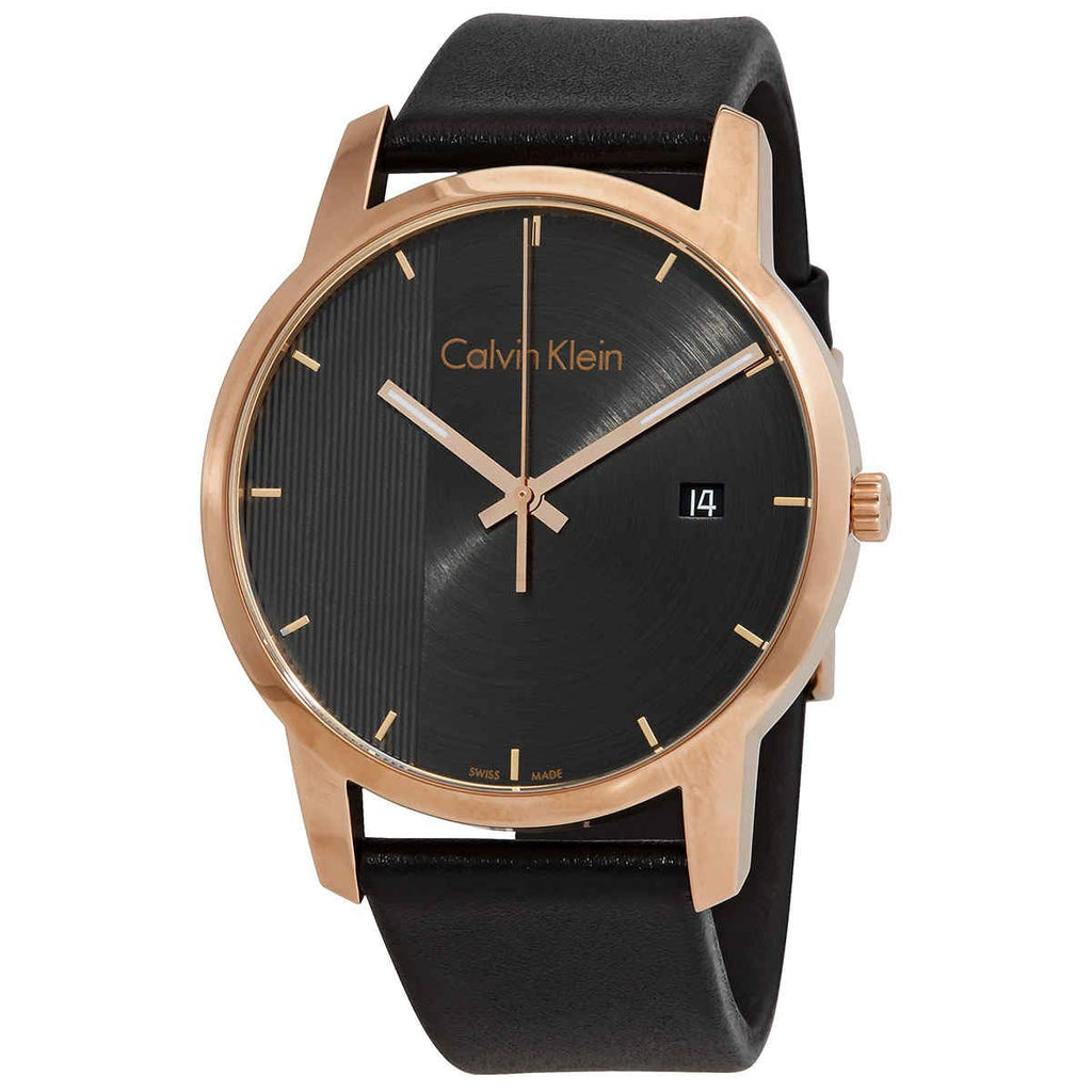 Calvin Klein City Quartz Grey Dial Black Leather Strap Watch for Men - K2G2G6C3 Buy Now By Calvin Klein