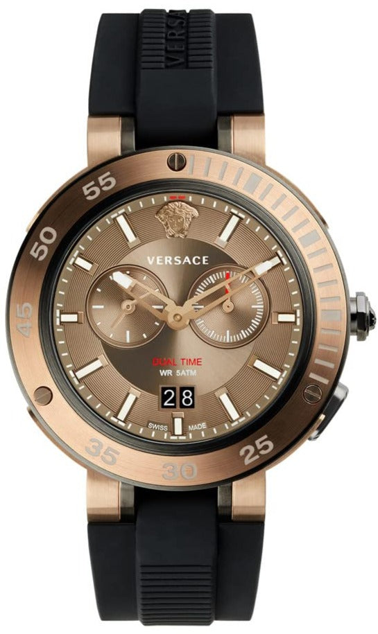 Versace V Extreme Chronograph Brown Tone Dial Black Rubber Strap Watch for Men - VCN030017 Buy Now By Versace