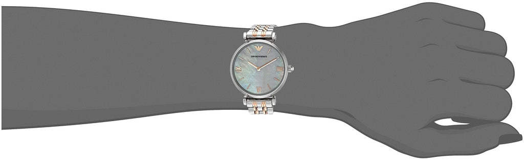 Emporio Armani Gianni T-Bar Mother of Pearl Dial Two Tone Steel Strap Watch For Women - AR1987 Buy Now By Emporio Armani