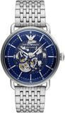 Emporio Armani Aviator Multifunction Blue Dial Silver Mesh Bracelet Watch For Men - AR60024 Buy Now By Emporio Armani