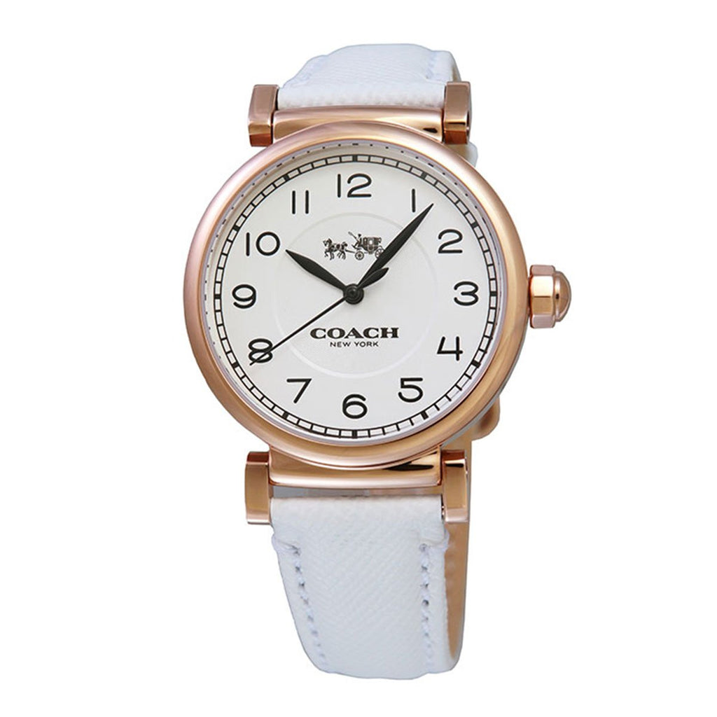 Coach Madison White Dial White Leather Strap Watch for Women - 14502408 Buy Now By Coach