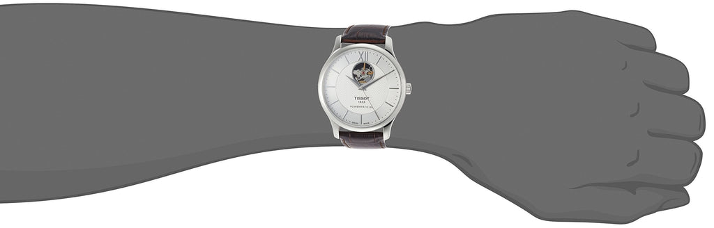 Tissot T Classic Tradition Powermatic 80 Open Heart Silver Dial Brown Leather Strap Watch for Men - T063.907.16.038.00 Buy Now By Tissot