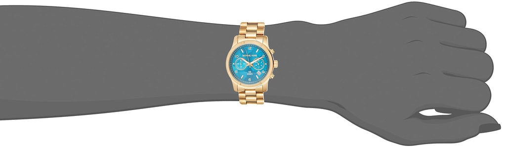 Michael Kors Runway Hunger Stop100 Series Blue Dial Gold Steel Strap Watch for Women - MK5815 Buy Now By Michael Kors