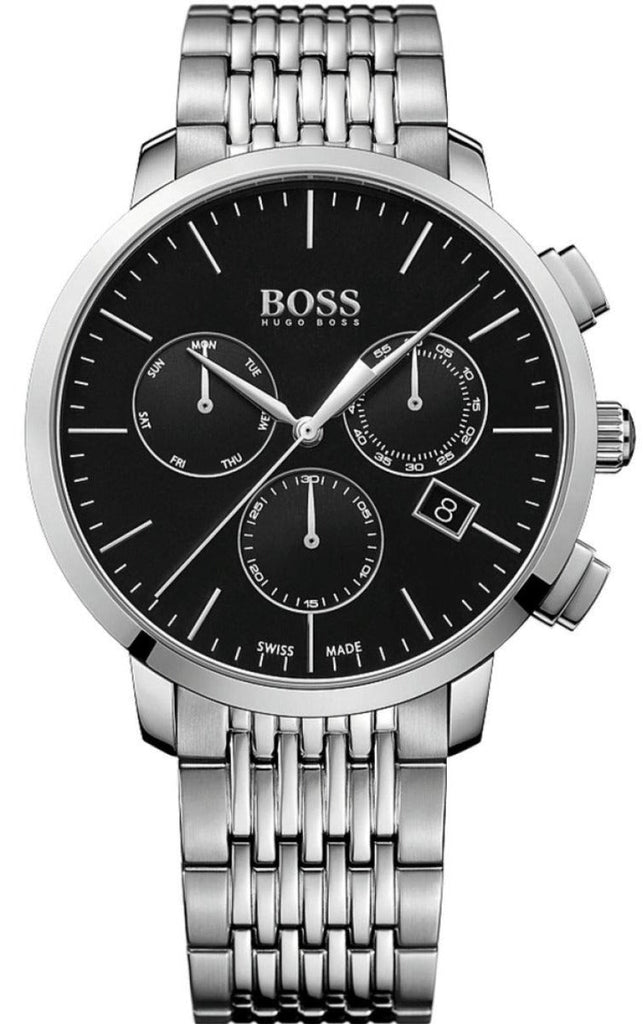 Hugo Boss Associate Black Dial Silver Steel Strap Watch for Men - 1513267 Buy Now By Hugo Boss
