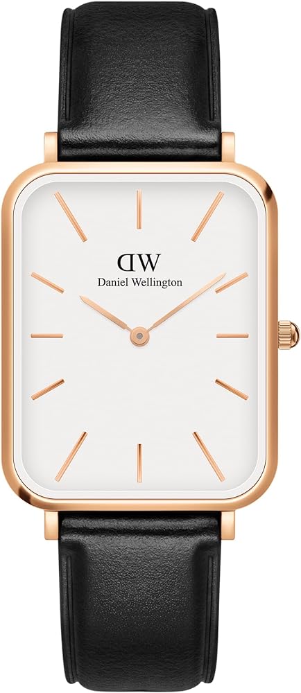 Daniel Wellington Quadro White Dial Black Leather Strap Watch For Women - DW00100450 Buy Now By Daniel Wellington