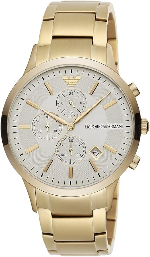 Emporio Armani Renato Chronograph White Dial Gold Steel Strap Watch For Men - AR11332 Buy Now By Emporio Armani