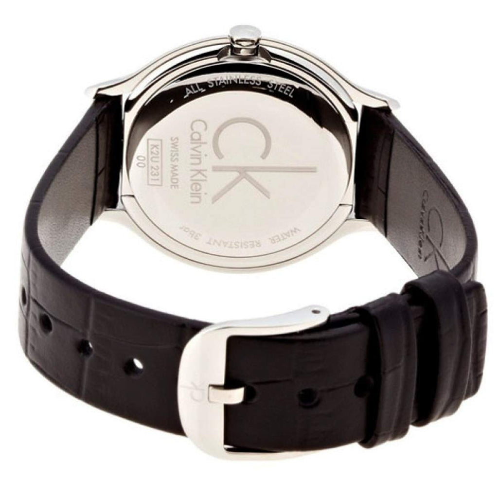 Calvin Klein Skirt Black Dial Black Leather Strap Watch for Women - K2U231CS Buy Now By Calvin Klein