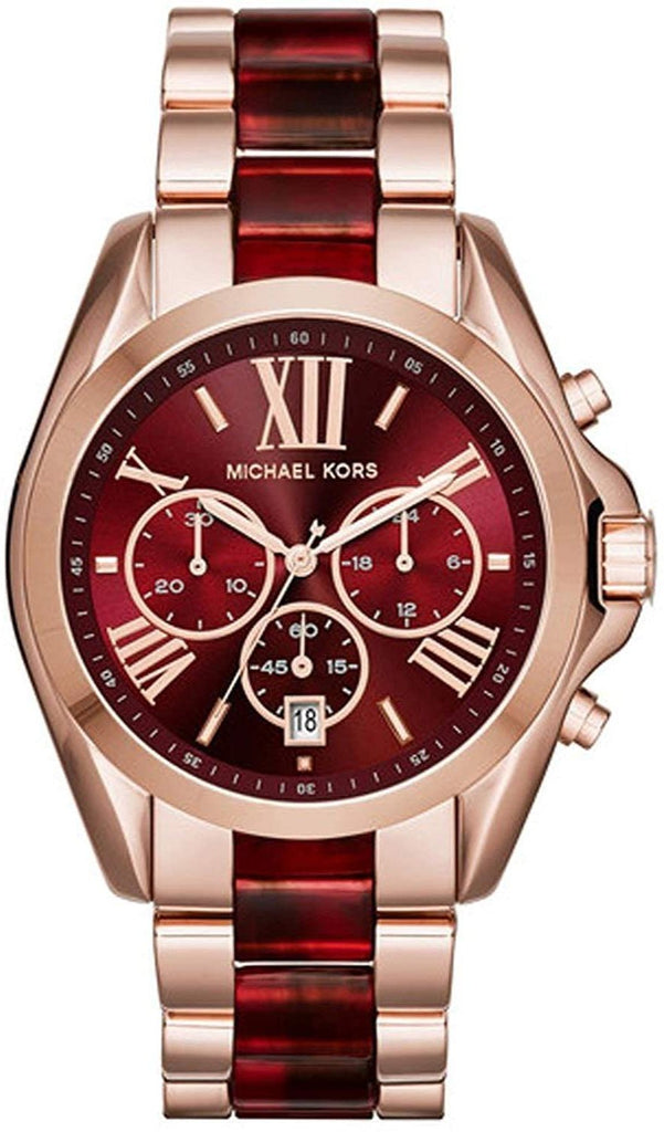 Michael Kors Bradshaw Burgundy Dial Two Tone Steel Strap Watch for Women - MK6270 Buy Now By Michael Kors