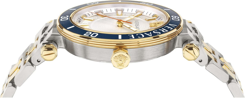 Versace Greca Sport Quartz White Dial Two Tone Steel Strap Watch For Men - VEZ300521 Buy Now By Versace