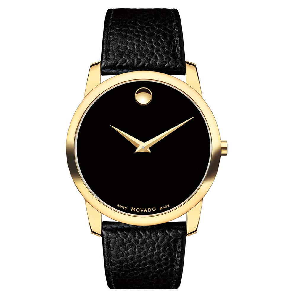 Movado Museum Black Dial Black Leather Strap Watch For Men - 0607014 Buy Now By Movado