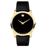Movado Museum Black Dial Black Leather Strap Watch For Men - 0607014 Buy Now By Movado