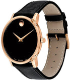 Movado Museum Classic Black Dial Black Leather Strap Watch for Men - 0607196 Buy Now By Movado