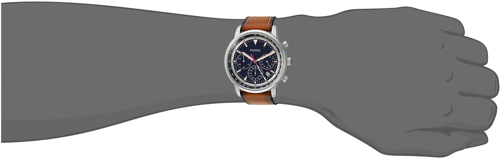 Fossil Goodwin Chronograph Blue Dial Brown Leather Strap Watch for Men - FS5414 Buy Now By Fossil