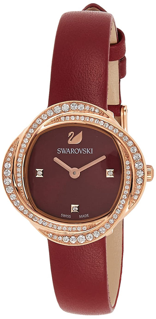 Swarovski Crystal Flower Red Dial Red Leather Strap Watch for Women - 5552780 Buy Now By Swarovski