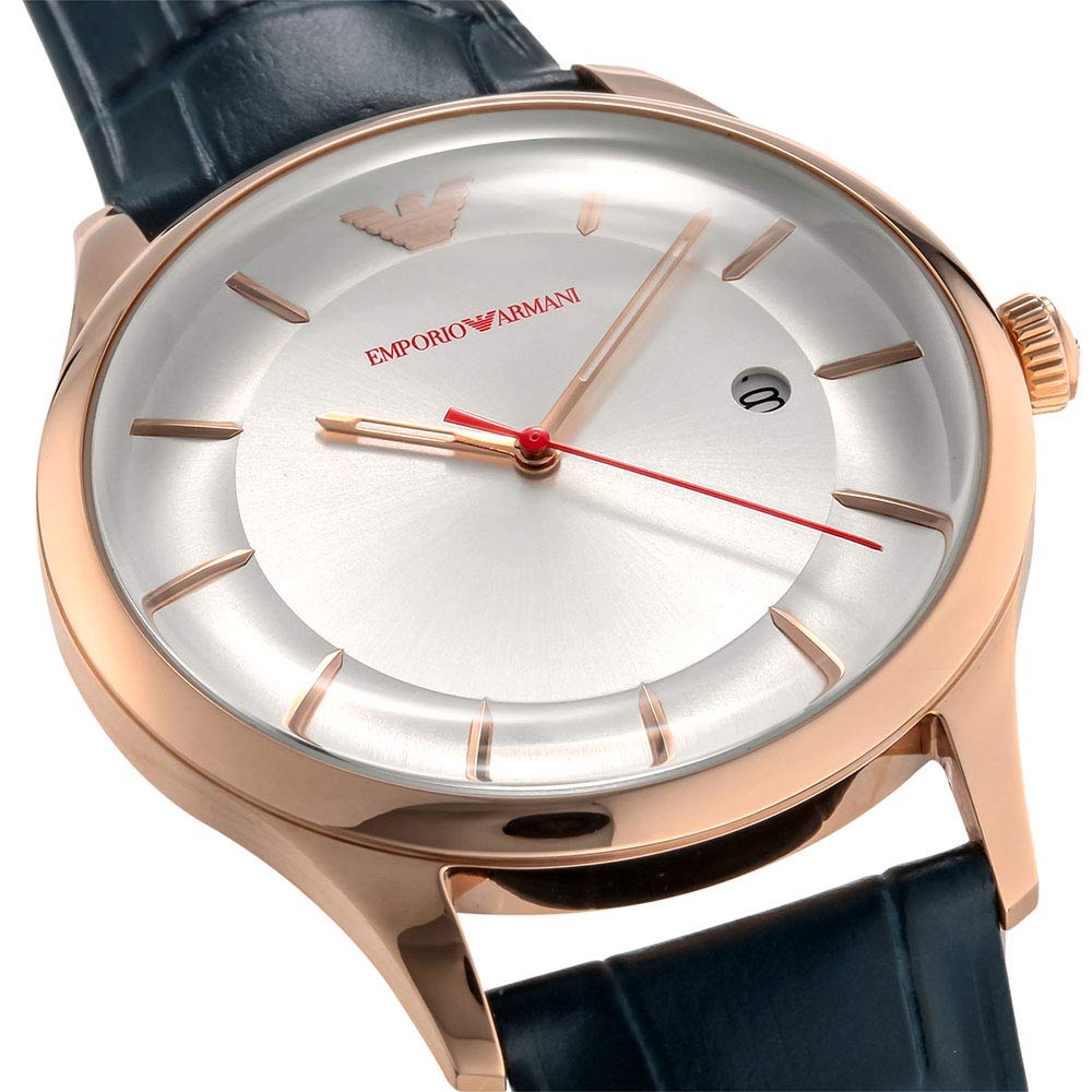 Emporio Armani Classic Silver Dial Blue Leather Strap Watch For Men - AR11131 Buy Now By Emporio Armani