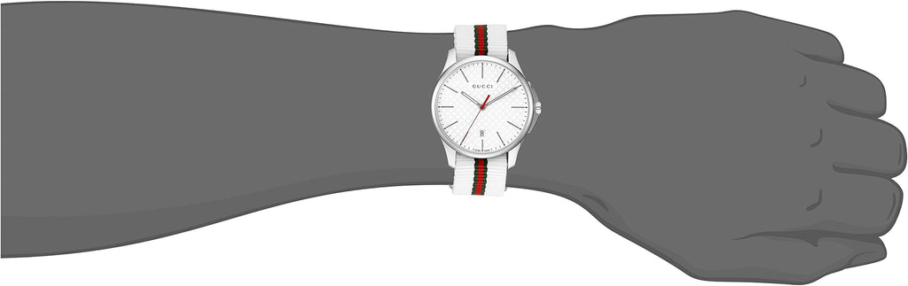 Gucci G Timeless Quartz White DIal White NATO Strap Watch For Men - YA126322 Buy Now By Gucci