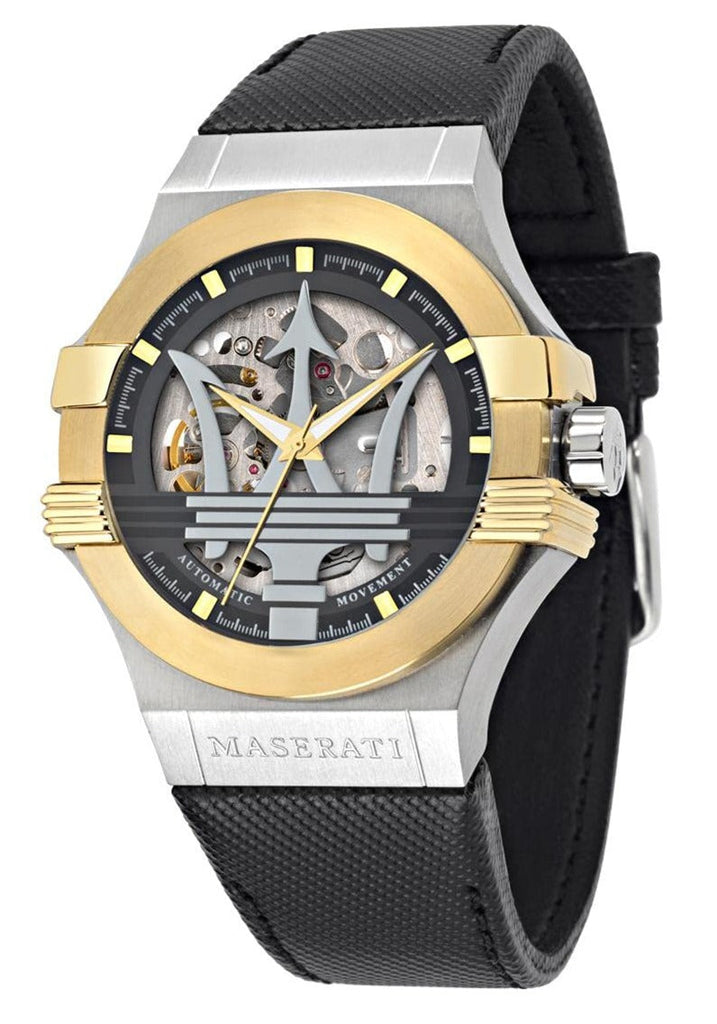 Maserati Potenza Automatic Skeleton Dial Black Leather Strap Watch For Men - R8821108011 Buy Now By Maserati