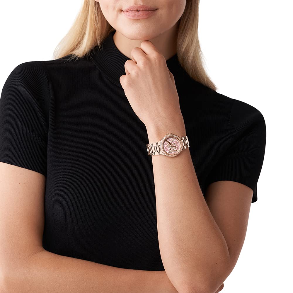 Michael Kors Camille Three Hand Rose Gold Dial Rose Gold Steel Strap Watch For Women - MK7197 Buy Now By Michael Kors