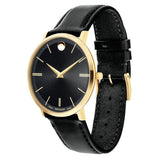 Movado Ultra Slim Black Dial Black Leather Strap Watch For Men - 0607087 Buy Now By Movado