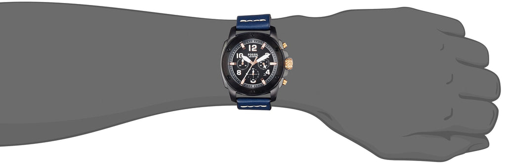 Fossil Modern Machine Chronograph Black Dial Blue Leather Strap Watch for Men - FS5066 Buy Now By Fossil