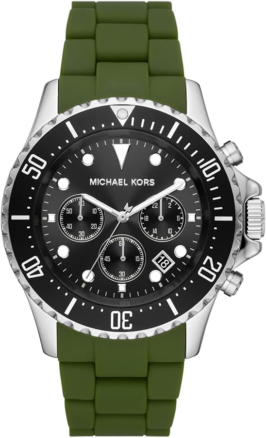 Michael Kors Everest Chronograph Black Dial Green Silicone Strap Watch For Men - MK8981 Buy Now By Michael Kors
