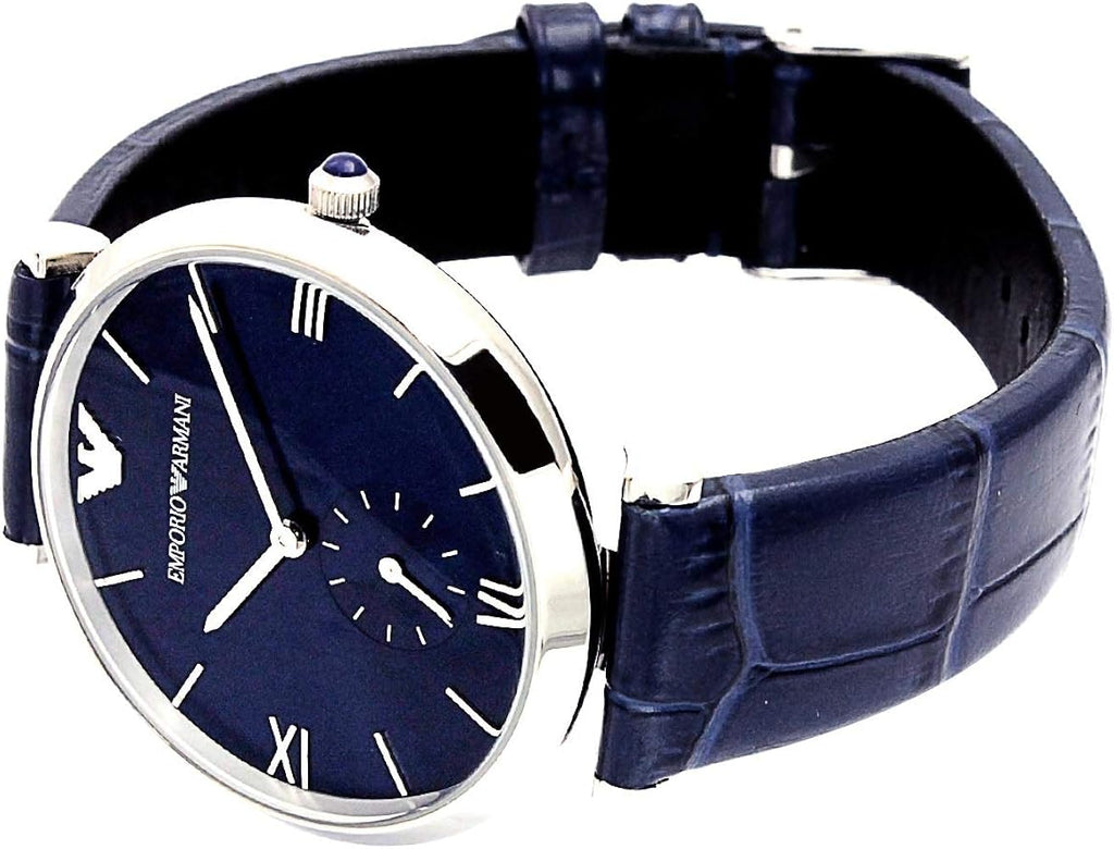 Emporio Armani Gianni T Bar Quartz Blue Dial Blue Leather Strap Watch For Men - AR11300 Buy Now By Emporio Armani