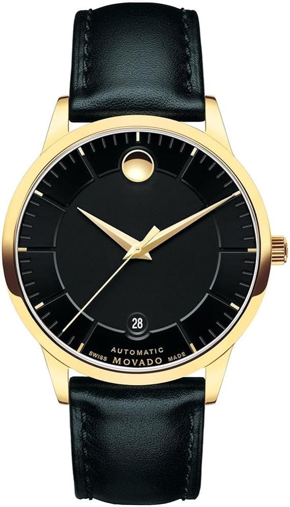 Movado 1881 Automatic Black Dial Black Leather Strap Watch For Men - 606875 Buy Now By Movado
